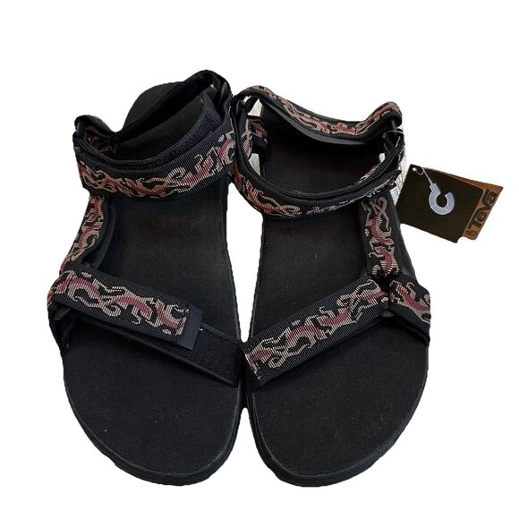 NWT Teva Terra Sandals 11 Black Hook Loop Strap Water Boat Hiking Flame Outdoor‎ - Picture 1 of 6
